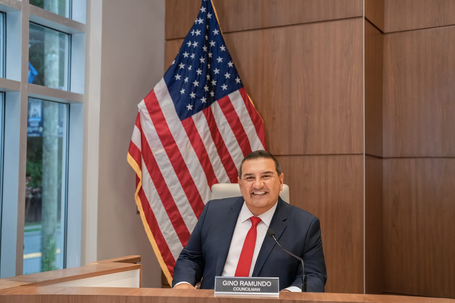 Council President Gino Ramundo seated at the Ridgefield council dais